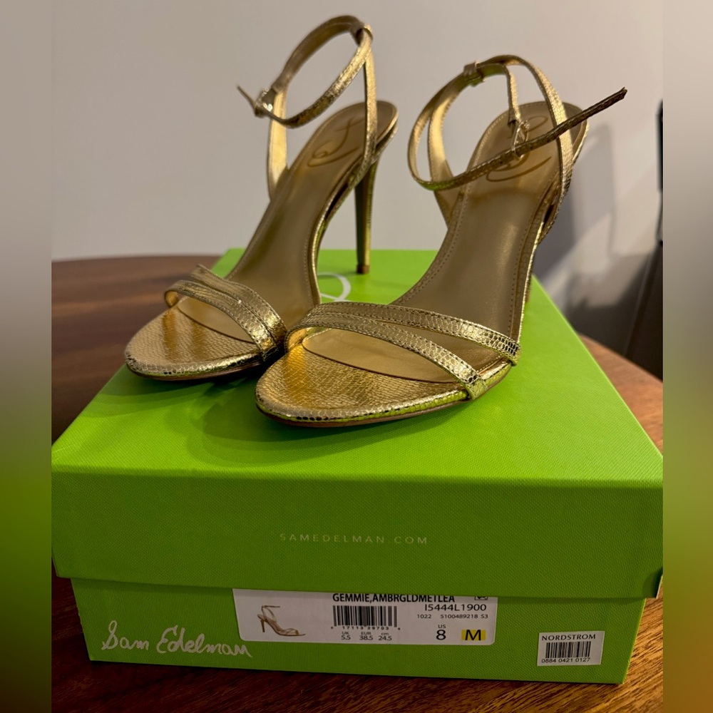 Sam Edelman Gemmie Ankle Strap Heel amber gold size 8